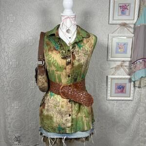 y2k fairy core ruffle button up top